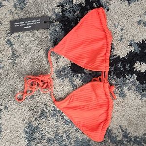 Red Rib Vinca candy string bathing suit top